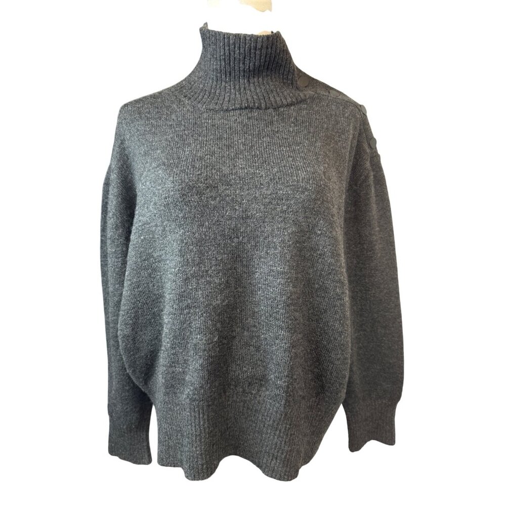2/$30 ZARA Small Charcoal Grey Turtleneck Sweater Shoulder Button Detail